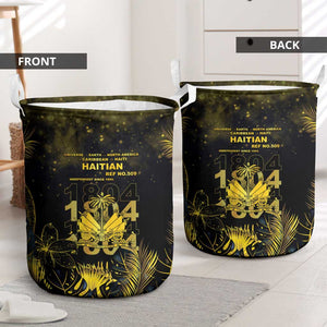 Haiti 1804 Laundry Basket Gold Tropical Leaves And Coat Of Arms - African Pride