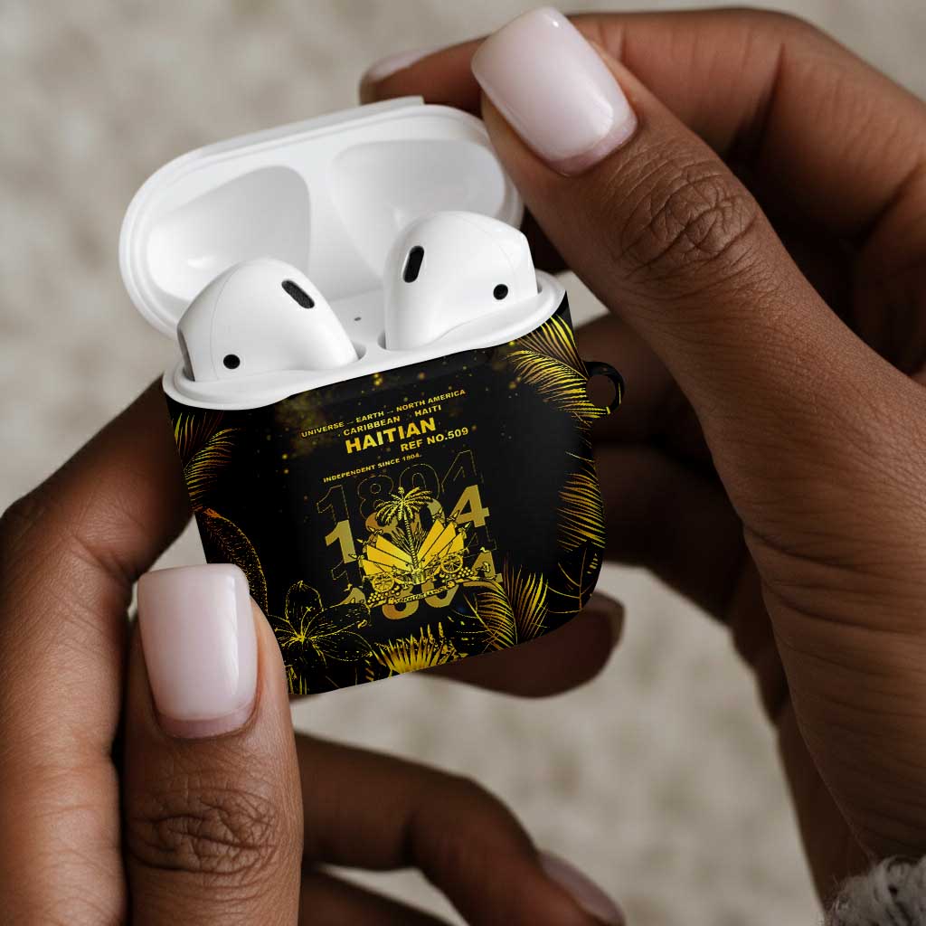 Haiti 1804 AirPods Case Gold Tropical Leaves And Coat Of Arms