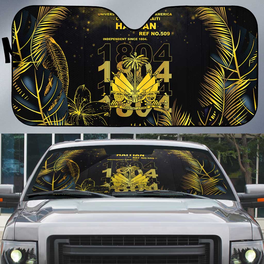 Haiti 1804 Auto Sun Shade Gold Tropical Leaves And Coat Of Arms