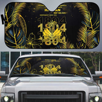 Haiti 1804 Auto Sun Shade Gold Tropical Leaves And Coat Of Arms