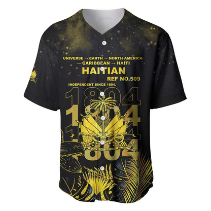 Haiti 1804 Baseball Jersey Gold Tropical Leaves And Coat Of Arms LT05