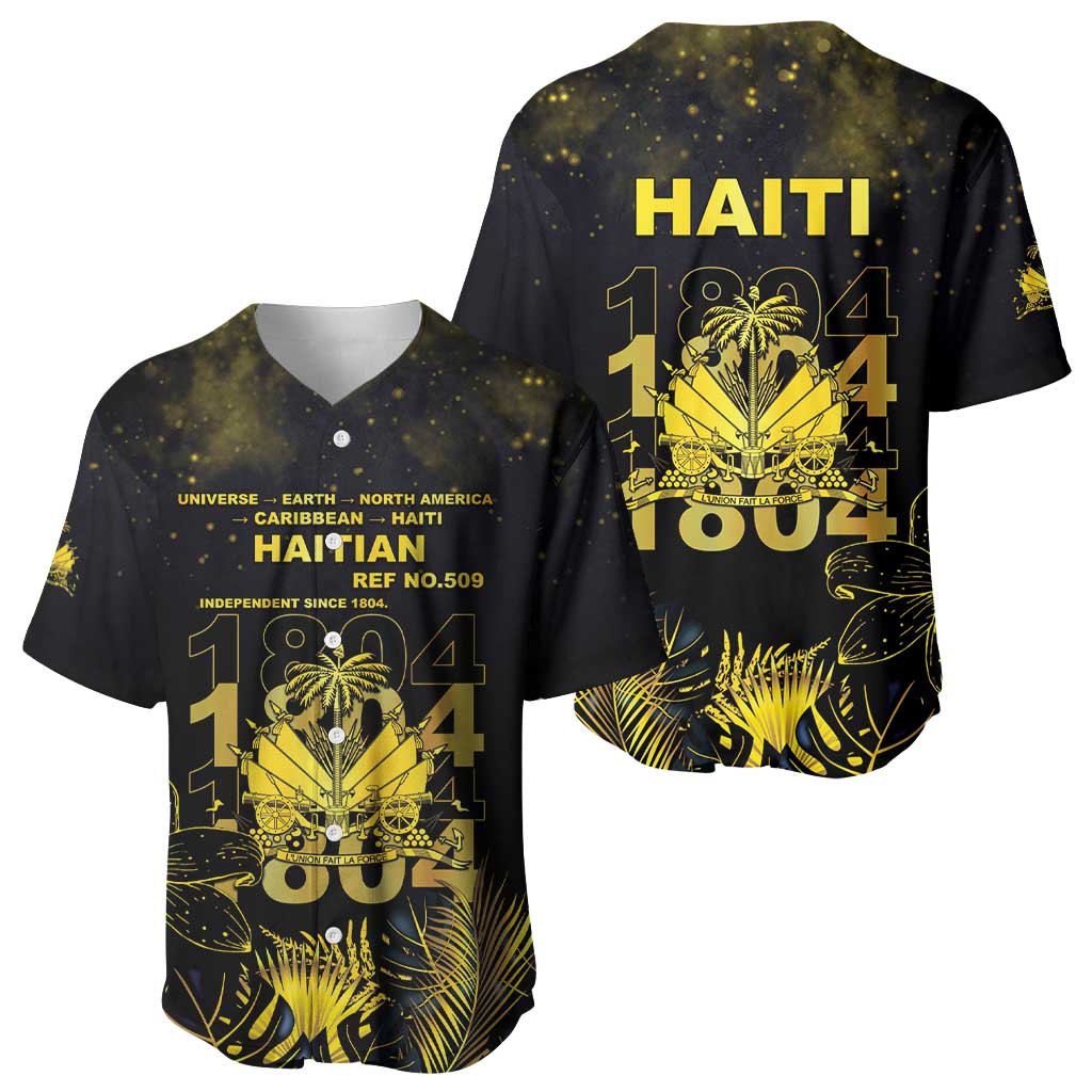Haiti 1804 Baseball Jersey Gold Tropical Leaves And Coat Of Arms LT05
