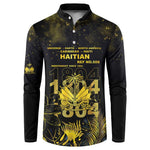 Haiti 1804 Button Sweatshirt Gold Tropical Leaves And Coat Of Arms