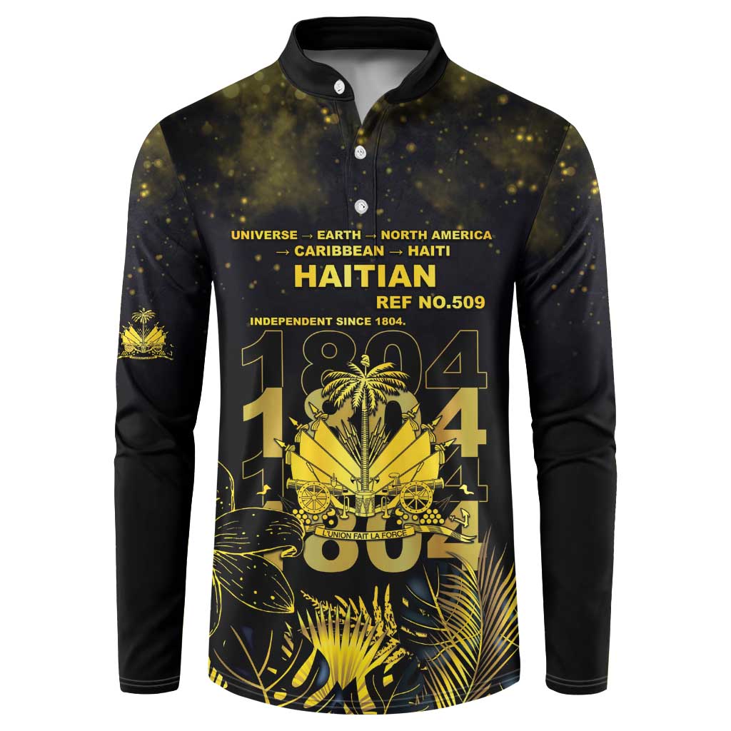Haiti 1804 Button Sweatshirt Gold Tropical Leaves And Coat Of Arms