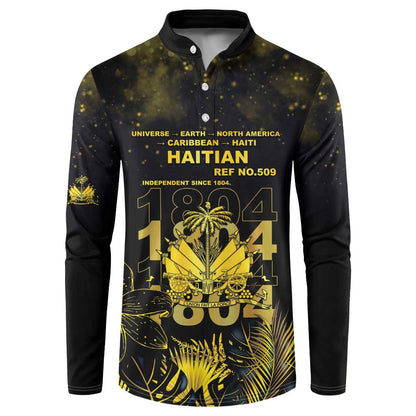 Haiti 1804 Button Sweatshirt Gold Tropical Leaves And Coat Of Arms