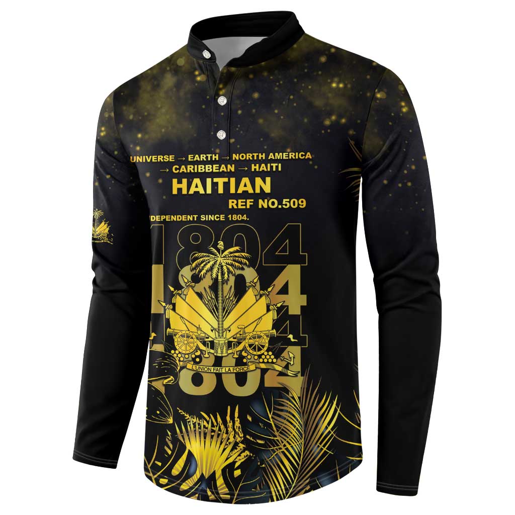 Haiti 1804 Button Sweatshirt Gold Tropical Leaves And Coat Of Arms
