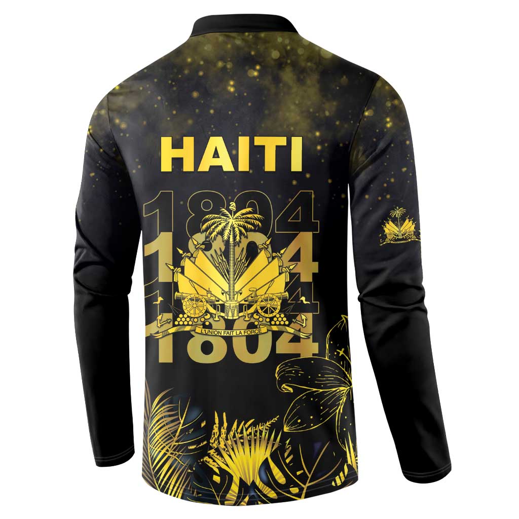 Haiti 1804 Button Sweatshirt Gold Tropical Leaves And Coat Of Arms
