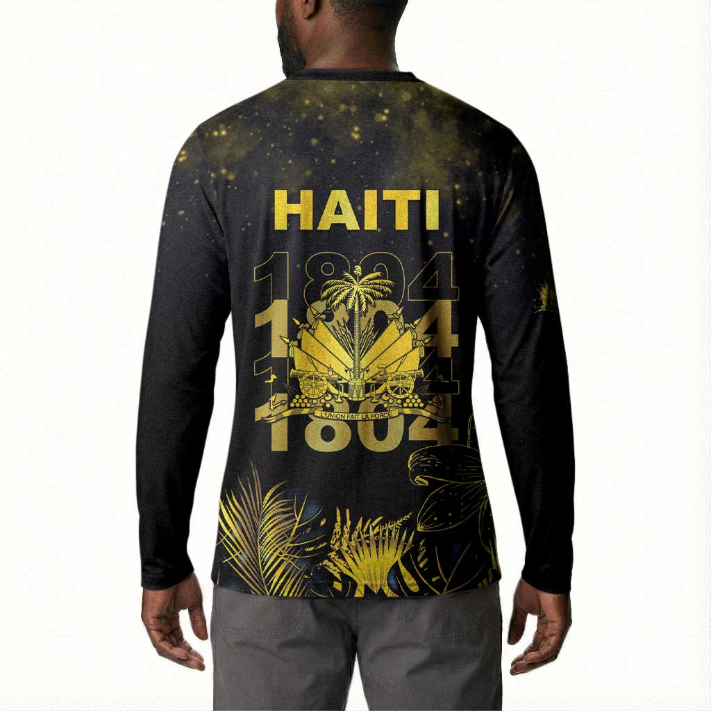 Haiti 1804 Button Sweatshirt Gold Tropical Leaves And Coat Of Arms