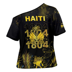 Haiti 1804 Cross Shoulder Shirt Gold Tropical Leaves And Coat Of Arms
