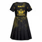 Haiti 1804 Kid Short Sleeve Dress Gold Tropical Leaves And Coat Of Arms LT05