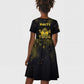 Haiti 1804 Kid Short Sleeve Dress Gold Tropical Leaves And Coat Of Arms LT05