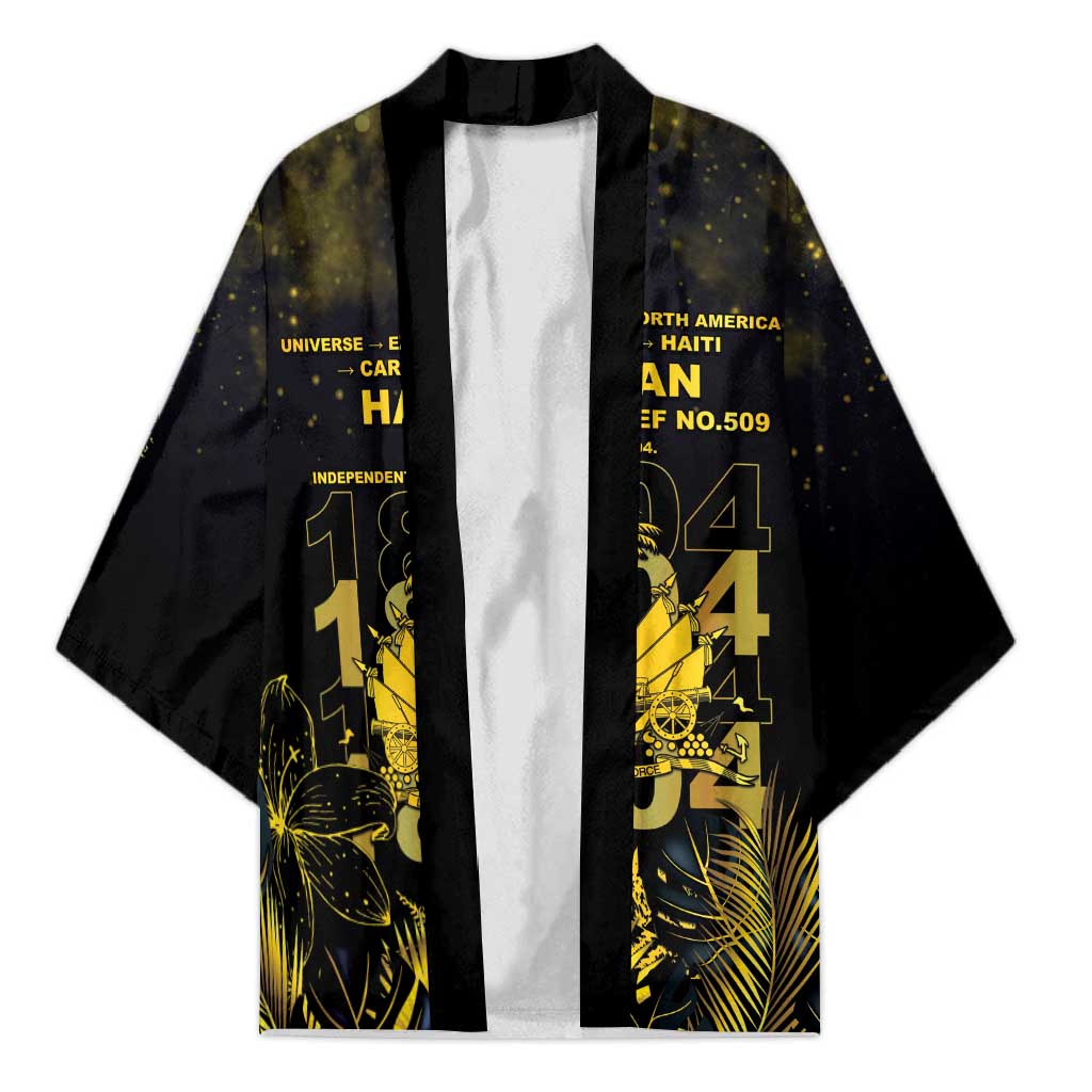 Haiti 1804 Kimono Gold Tropical Leaves And Coat Of Arms