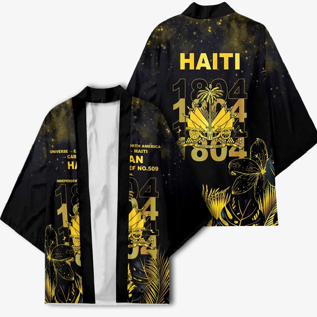 Haiti 1804 Kimono Gold Tropical Leaves And Coat Of Arms