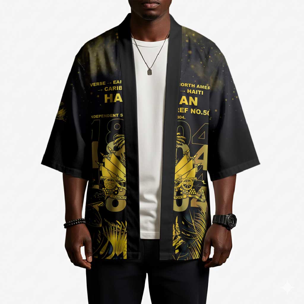 Haiti 1804 Kimono Gold Tropical Leaves And Coat Of Arms