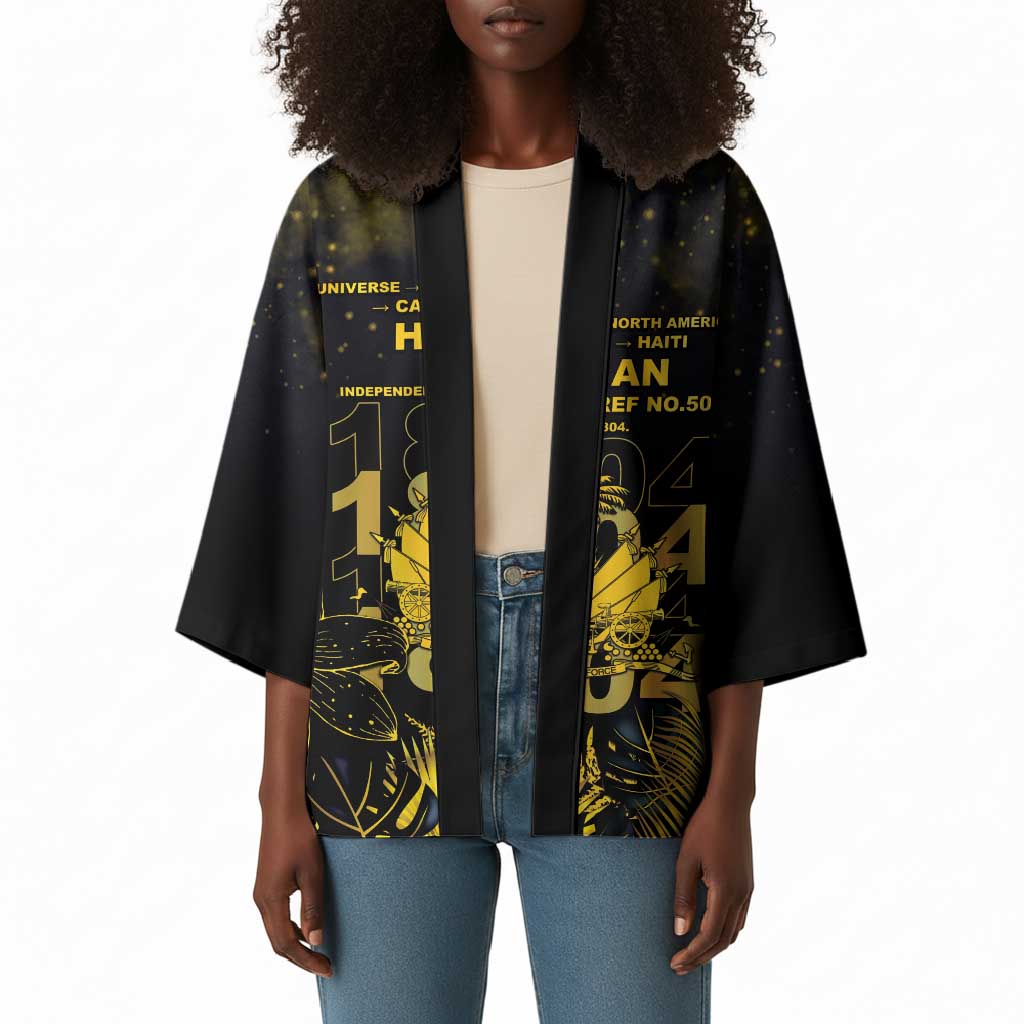 Haiti 1804 Kimono Gold Tropical Leaves And Coat Of Arms