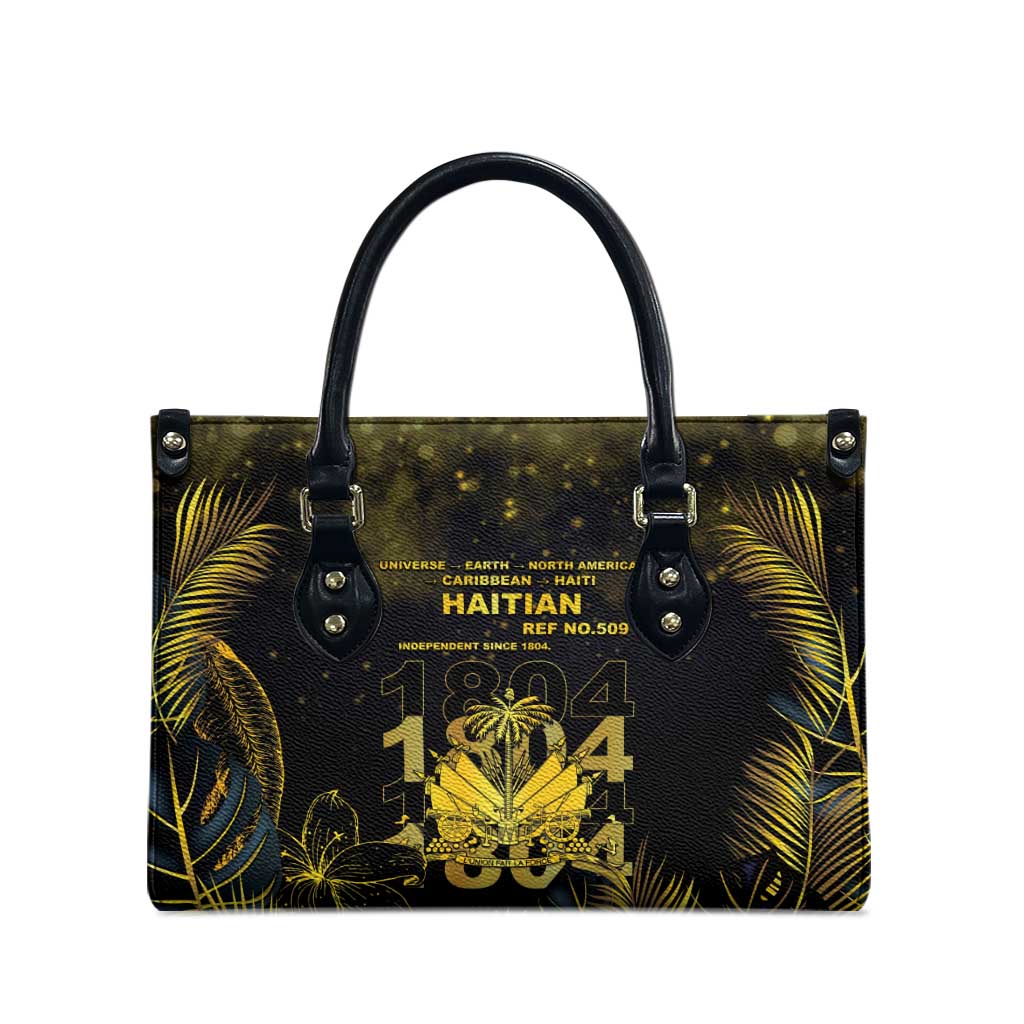 Haiti 1804 Leather Bag Gold Tropical Leaves And Coat Of Arms