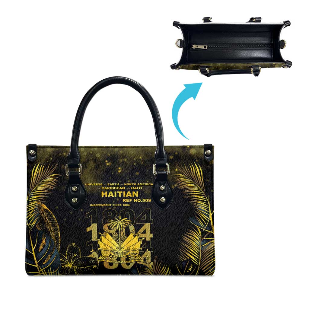 Haiti 1804 Leather Bag Gold Tropical Leaves And Coat Of Arms