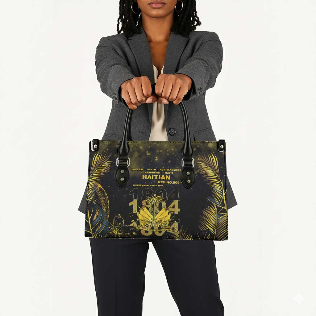 Haiti 1804 Leather Bag Gold Tropical Leaves And Coat Of Arms