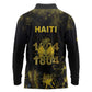 Haiti 1804 Long Sleeve Polo Shirt Gold Tropical Leaves And Coat Of Arms - African Pride