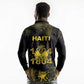 Haiti 1804 Long Sleeve Polo Shirt Gold Tropical Leaves And Coat Of Arms - African Pride