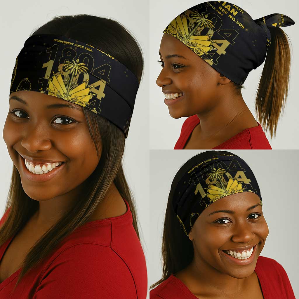 Haiti 1804 Neck Gaiter Gold Tropical Leaves And Coat Of Arms - African Pride