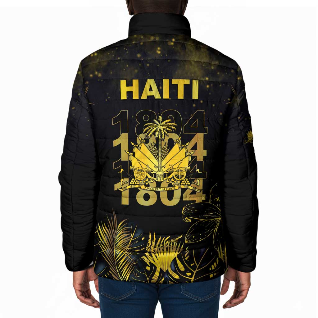 Haiti 1804 Padded Jacket Gold Tropical Leaves And Coat Of Arms
