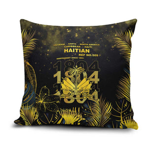 Haiti 1804 Pillow Cover Gold Tropical Leaves And Coat Of Arms