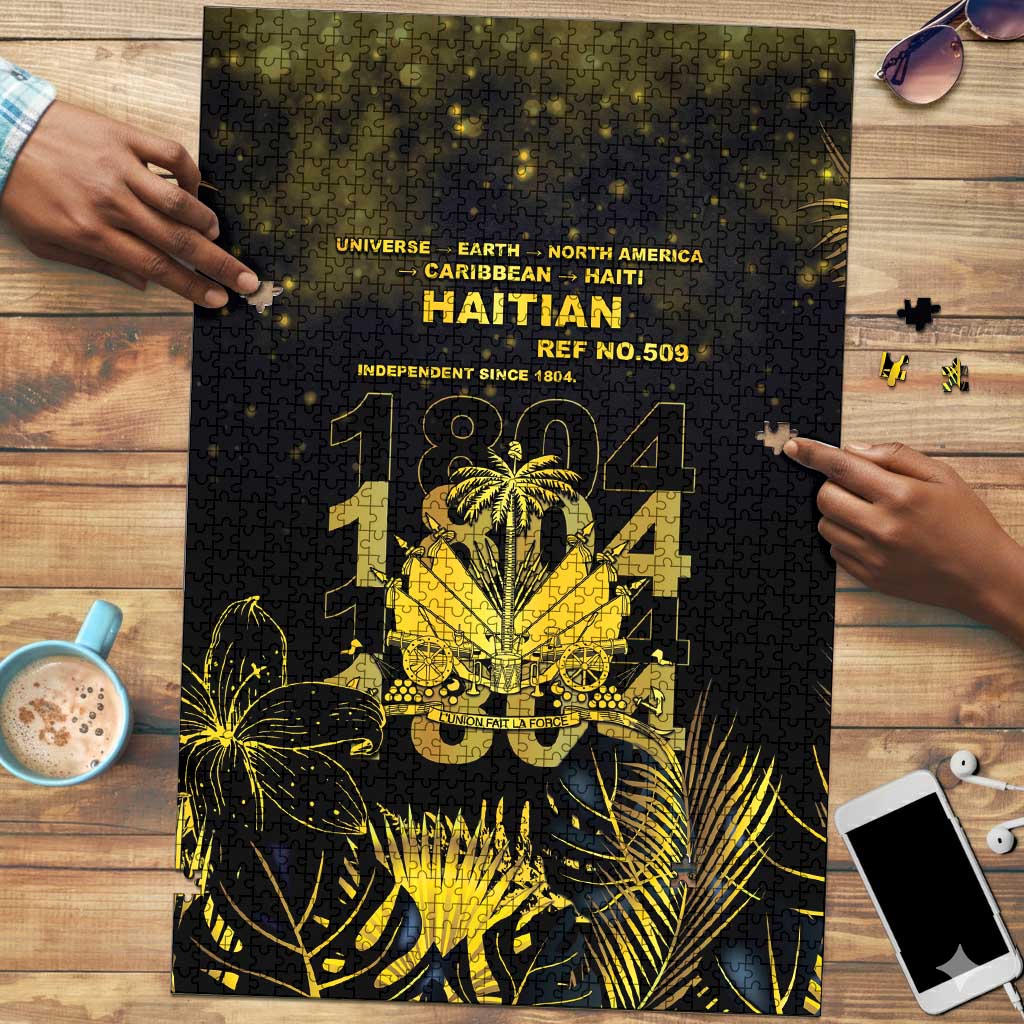 Haiti 1804 Puzzle Gold Tropical Leaves And Coat Of Arms