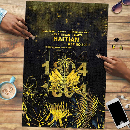 Haiti 1804 Puzzle Gold Tropical Leaves And Coat Of Arms