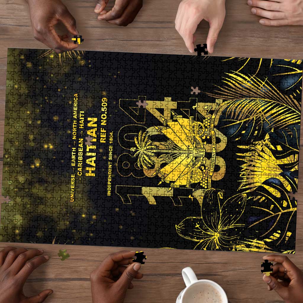Haiti 1804 Puzzle Gold Tropical Leaves And Coat Of Arms
