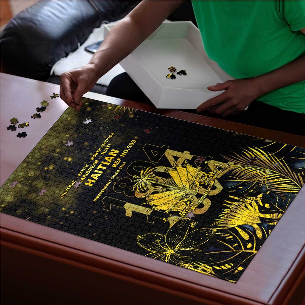Haiti 1804 Puzzle Gold Tropical Leaves And Coat Of Arms