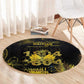 Haiti 1804 Round Carpet Gold Tropical Leaves And Coat Of Arms - African Pride