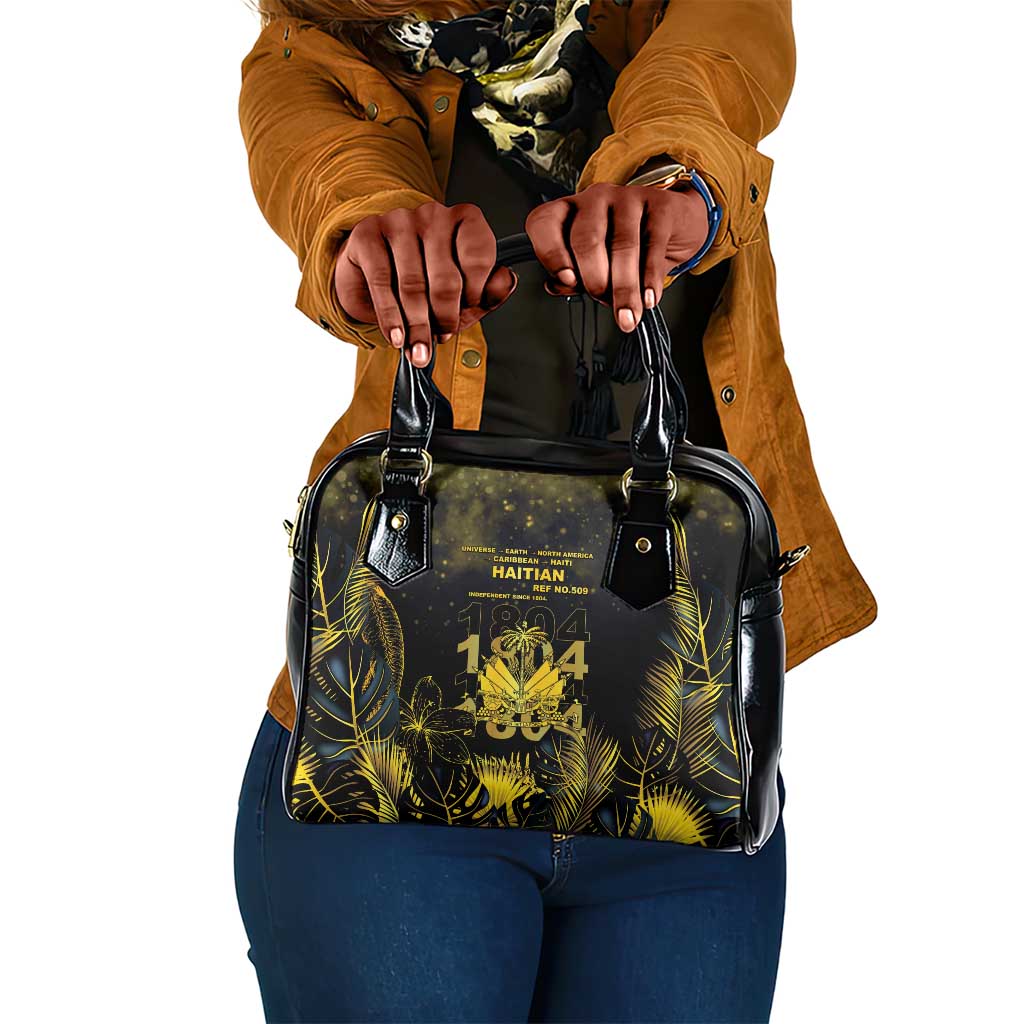 Haiti 1804 Shoulder Handbag Gold Tropical Leaves And Coat Of Arms - African Pride