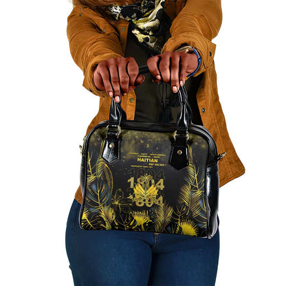 Haiti 1804 Shoulder Handbag Gold Tropical Leaves And Coat Of Arms - African Pride