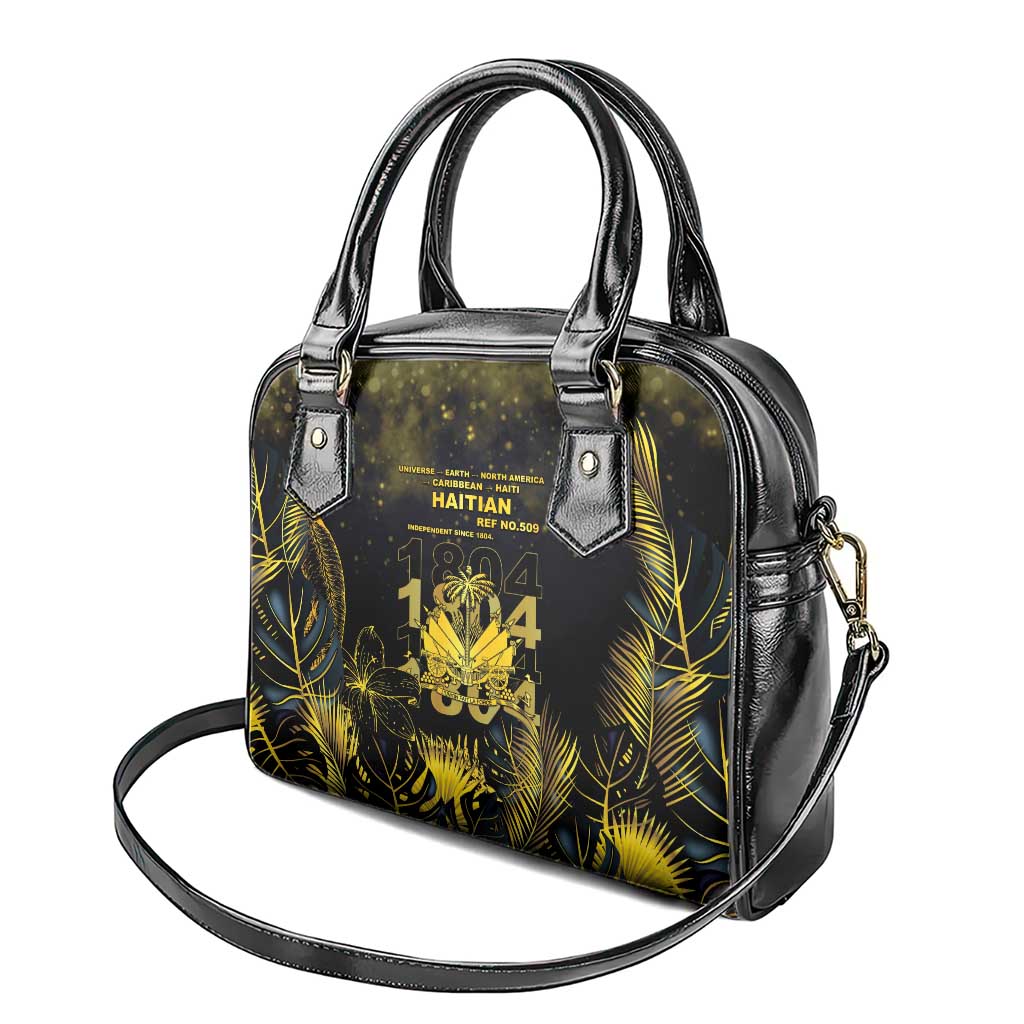 Haiti 1804 Shoulder Handbag Gold Tropical Leaves And Coat Of Arms - African Pride