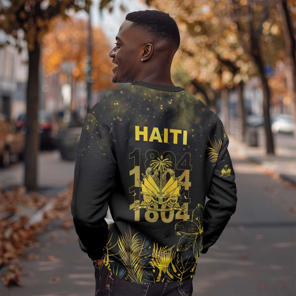 Haiti 1804 Sweatshirt Gold Tropical Leaves And Coat Of Arms - African Pride