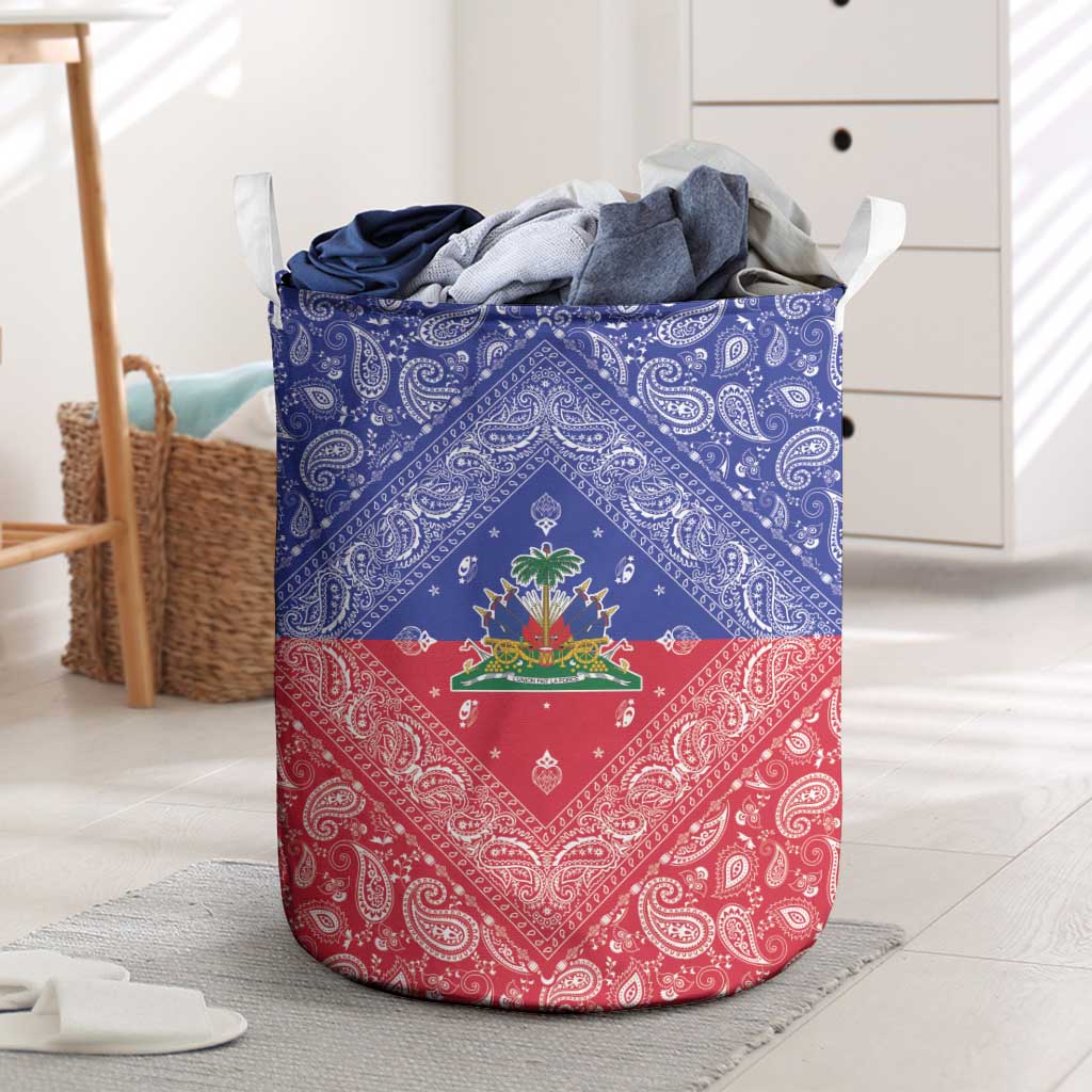 Afro Haiti Paisley Laundry Basket Haitian Flag Bandana Style - African Pride