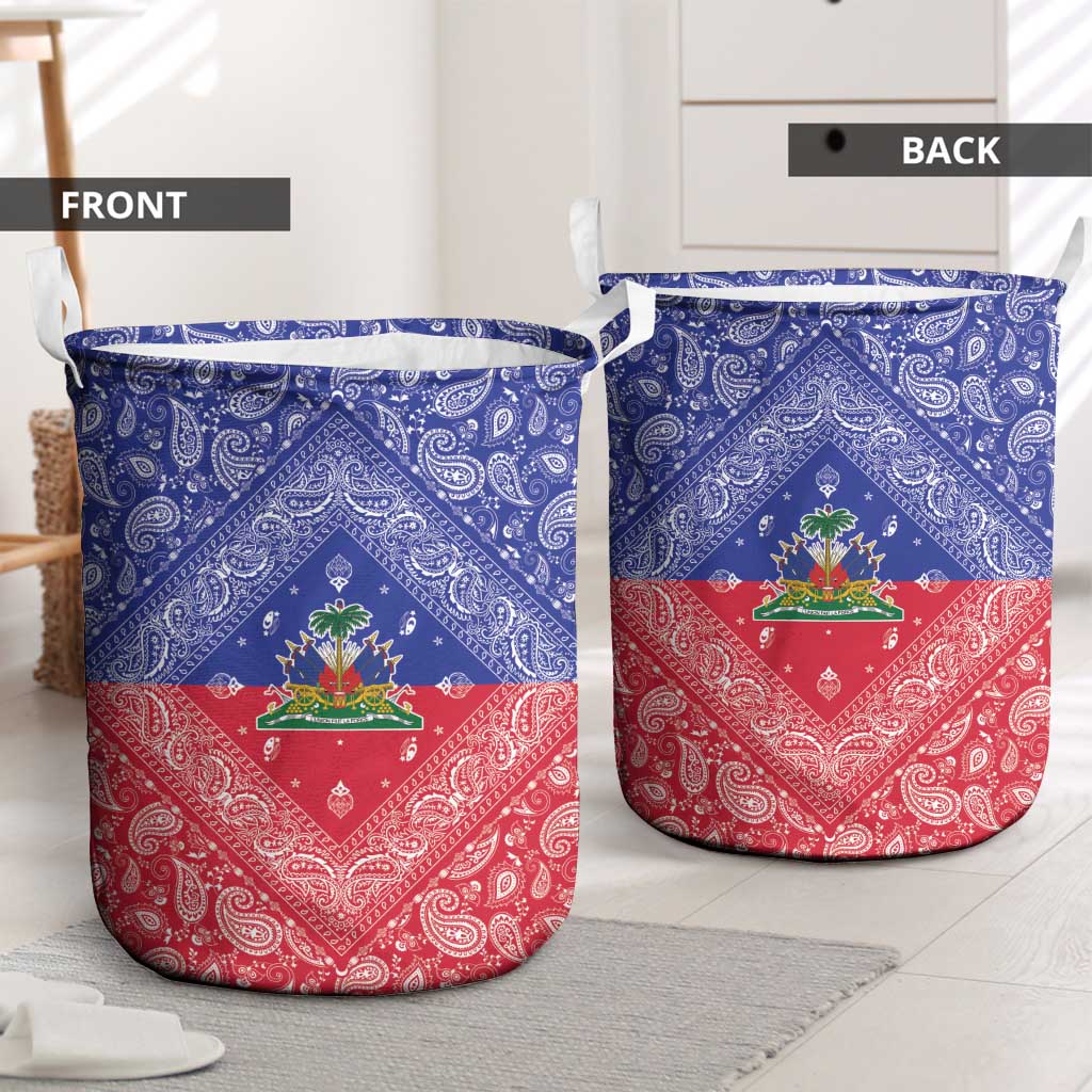 Afro Haiti Paisley Laundry Basket Haitian Flag Bandana Style - African Pride