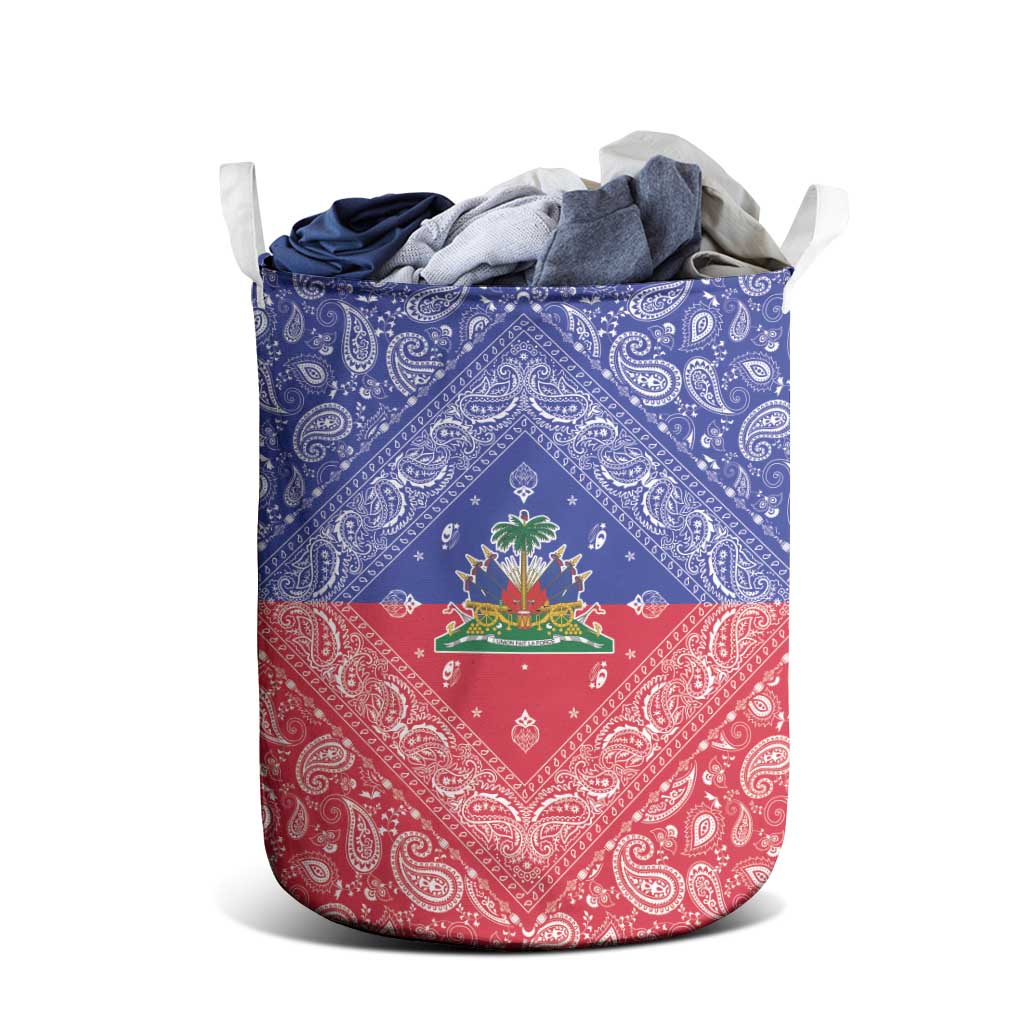 Afro Haiti Paisley Laundry Basket Haitian Flag Bandana Style - African Pride