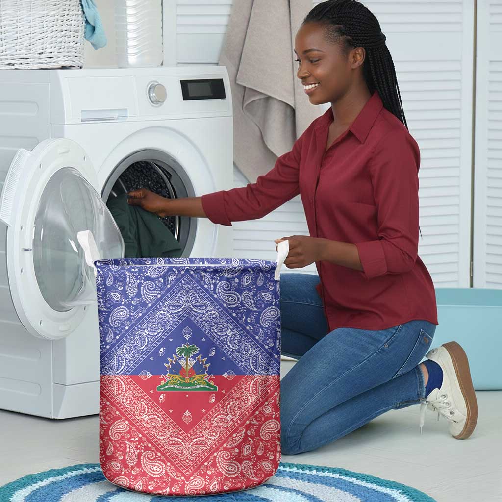 Afro Haiti Paisley Laundry Basket Haitian Flag Bandana Style - African Pride
