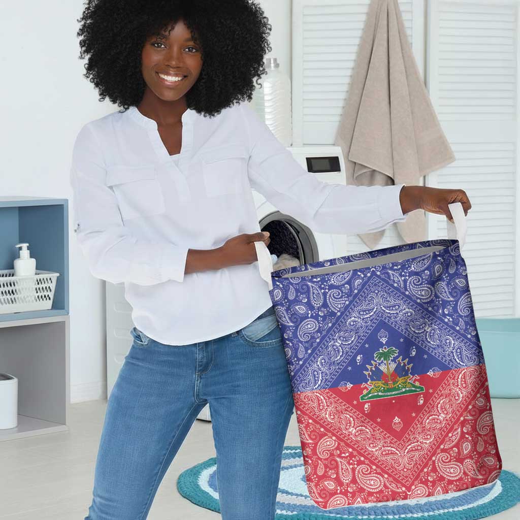 Afro Haiti Paisley Laundry Basket Haitian Flag Bandana Style - African Pride