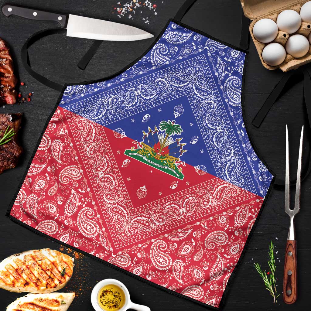 Afro Haiti Paisley Apron Haitian Flag Bandana Style