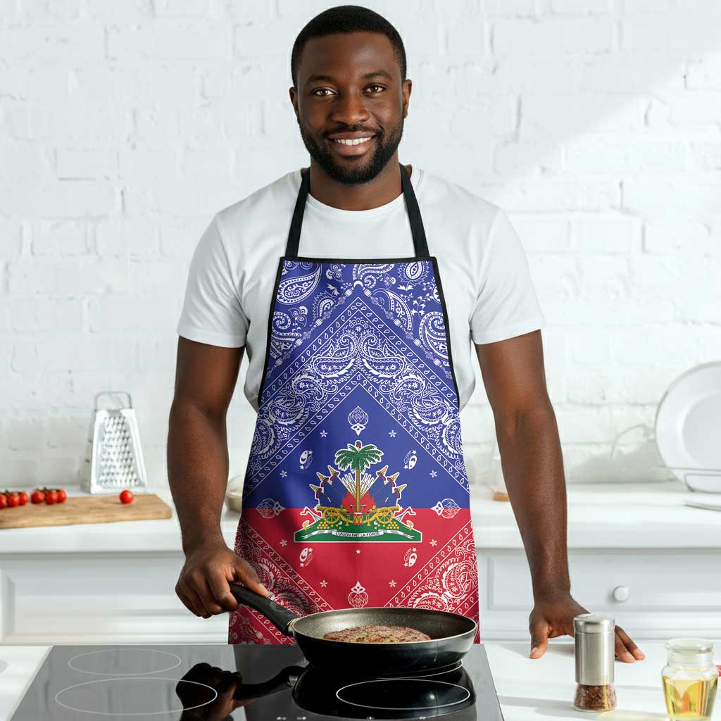 Afro Haiti Paisley Apron Haitian Flag Bandana Style