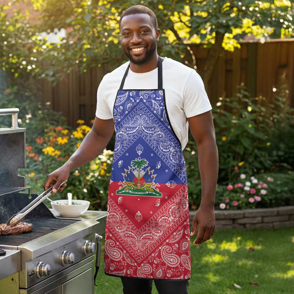Afro Haiti Paisley Apron Haitian Flag Bandana Style