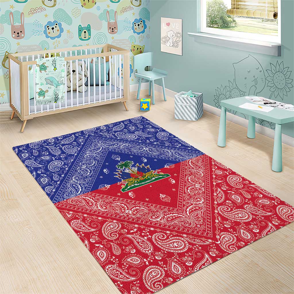 Afro Haiti Paisley Area Rug Haitian Flag Bandana Style - African Pride