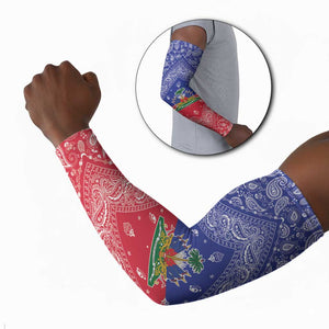 Afro Haiti Paisley Arm Sleeves Haitian Flag Bandana Style