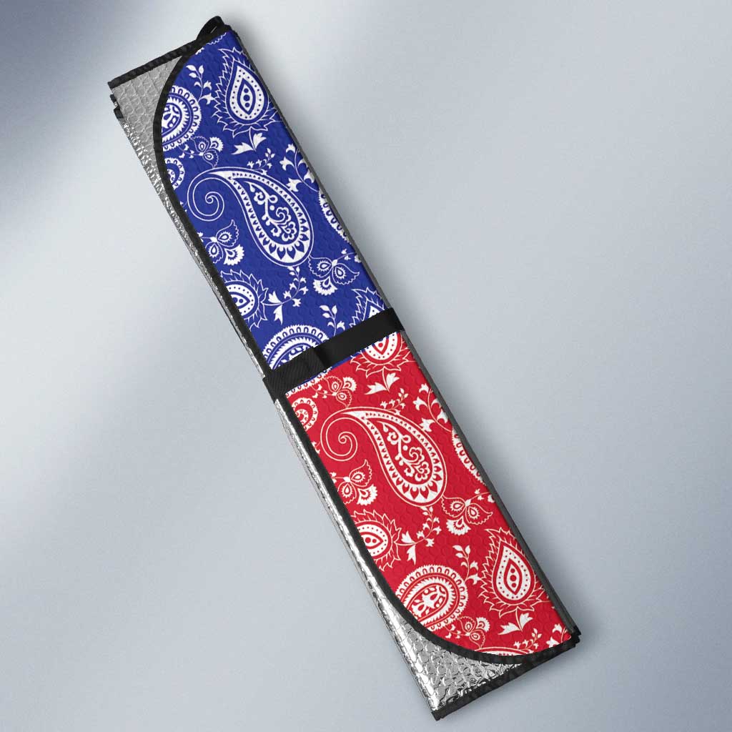 Afro Haiti Paisley Auto Sun Shade Haitian Flag Bandana Style