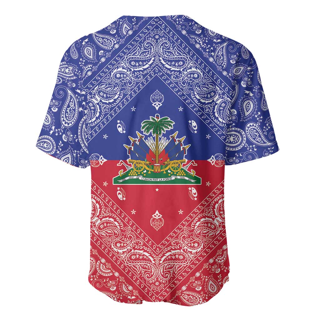 Afro Haiti Paisley Baseball Jersey Haitian Flag Bandana Style LT05