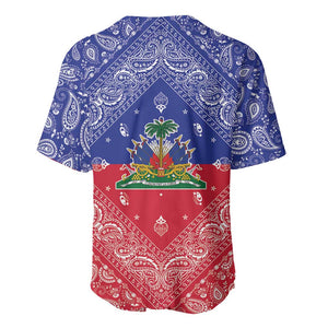 Afro Haiti Paisley Baseball Jersey Haitian Flag Bandana Style LT05