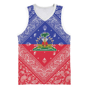Afro Haiti Paisley Basketball Jersey Haitian Flag Bandana Style - African Pride